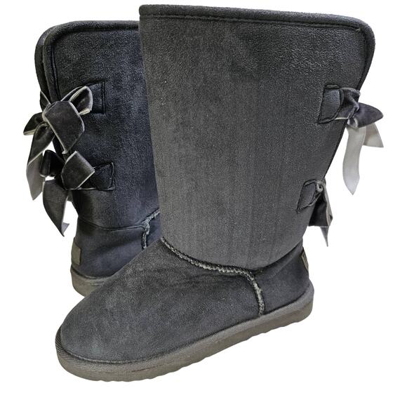 SIMPLY SOUTHERN Gray Suede Bow Winter Boots Women's size 7 NEW NWT - Picture 1 of 8